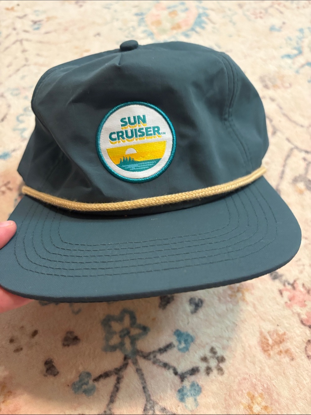 Men’s Teal Rope-Trim Cap - Picture 7 of 7
